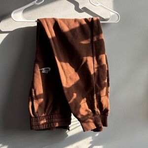 Nike Kids Brown Fleece Joggers with White Swoosh